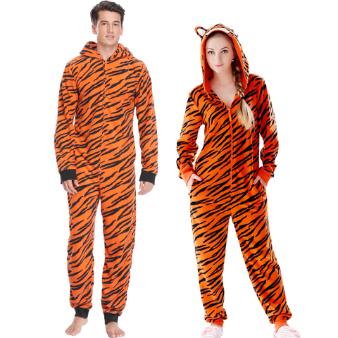 Pijama de talla grande con estampado de tigre para mujer, Peto de punto, monos, pijamas de Mono para adulto ► Foto 1/6