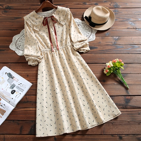 Mori girl-Vestido de manga larga con dibujo kawaii para mujer, ropa vintage de PANA con lazo para otoño ► Foto 1/5