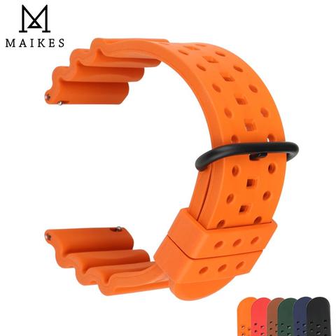 MAIKES-correas de reloj de goma de flúor, 20mm, 22mm, 24mm, barra de liberación rápida, banda deportiva, adecuada para cada marca ► Foto 1/6