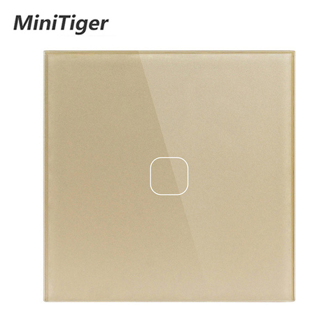 MiniTiger-Interruptor táctil de pared, estándar de la UE/Reino Unido, 1 entrada y 1 vía, Panel de interruptor de cristal blanco, 220-250V, solo función táctil ► Foto 1/6