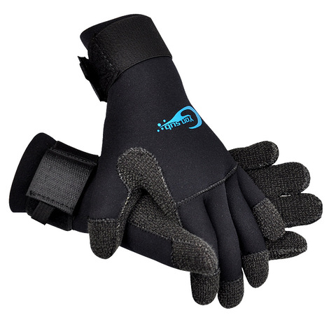 YONSUB-guantes de buceo de 3MM, para caza subacuática, equipo de pesca submarina antideslizante, guantes negros ajustables ► Foto 1/4