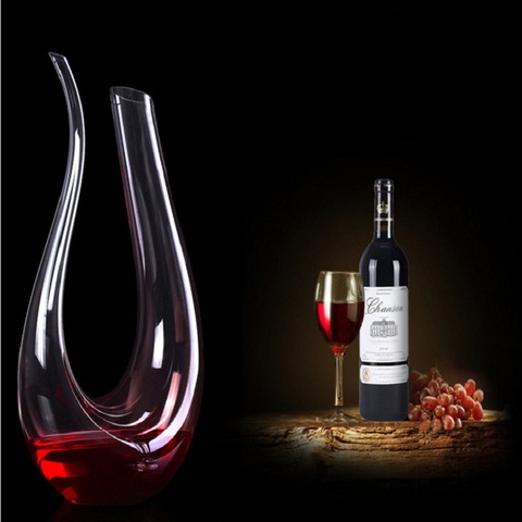 Jarra hecha a mano rojo transparente para vino, copas de champán, botella decantadora, aireador para Bar familiar, 1500ML ► Foto 1/6