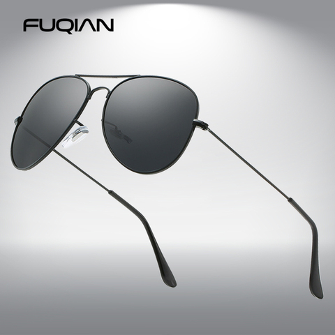 FUQIAN-gafas de sol clásicas para piloto, lentes de sol polarizadas de estilo Vintage con rayos metálicos, con espejo de colores para conducir, con UV400 ► Foto 1/5