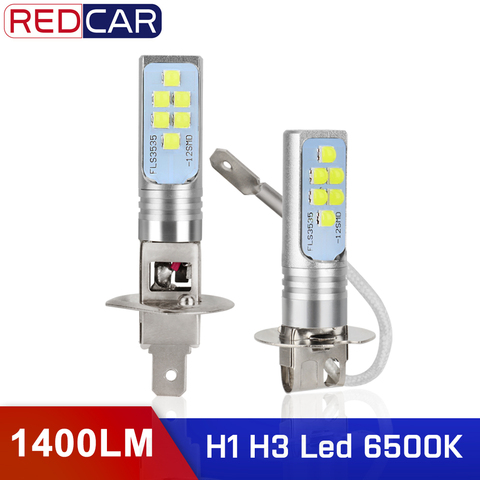 Bombillas LED H1 H3 para coche, faros antiniebla de conducción, 1400LM, 6500K, 12 3535SMD, iluminación blanca superbrillante, lámpara automática de alta potencia de 12V y 24V, 2 uds. ► Foto 1/6