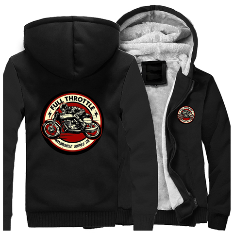 2022 invierno de los hombres sudadera gruesa completa acelerador Cafe Racer motero Rockabilly cremallera chaqueta de lana caliente para espesar sudaderas con capucha ► Foto 1/6