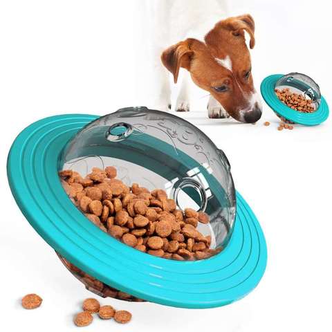 Dispensador interactivo de comida para perros pequeños y grandes, juguete alimentador de comida lenta, bola OVNI ► Foto 1/6