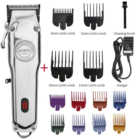 RESUXI-maquinilla eléctrica para cortar el pelo profesional para hombres, cortadora de pelo completamente de metal, inalámbrica, recargable ► Foto 1/6