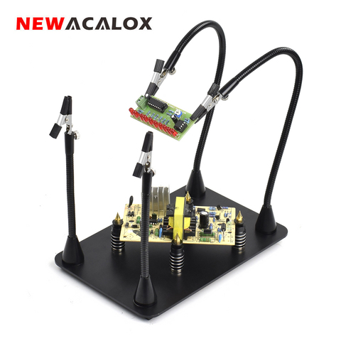 NEWACALOX-Estación de soldadura de tres brazos para PCB 4, brazos magnéticos flexibles con Clip de cocodrilo de 360 grados ► Foto 1/6