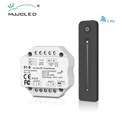 Regulador de intensidad de CA Triac, 220V, 230V, 110V, lámpara LED, interruptor de atenuación PWM, 2,4G, inalámbrico, RF, Control remoto táctil, atenuador de S1-B, 220V ► Foto 1/6