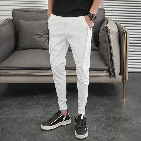 Verano coreano pantalones de moda de los hombres de diseño 2022 Slim Fit los hombres pantalones Harem tobillo longitud sólido encuentro Joggers de Hip Hop pantalones hombres ► Foto 1/5