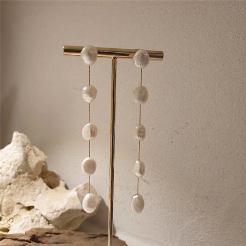 Peri'sBox-pendientes de perlas naturales de agua dulce para mujer, joyería minimalista elegante con borlas y cuentas de perlas, rosca larga, 2022 ► Foto 1/6