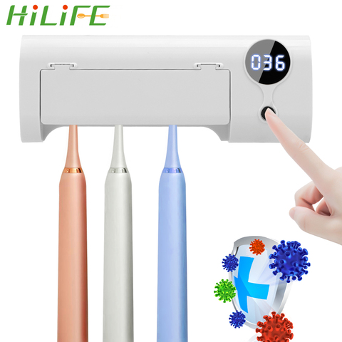 HILIFE-Soporte esterilizador de cepillo de dientes, limpiador esterilizador UV ultravioleta para cepillo dental, dispensador de pasta dental automático, 1 Juego ► Foto 1/5