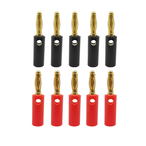 Conectores de conector de Banana de 4mm, adaptador chapado en oro para altavoz de Audio, Cable de tornillo, cabeza de banana tipo linterna, negro y rojo ► Foto 1/6