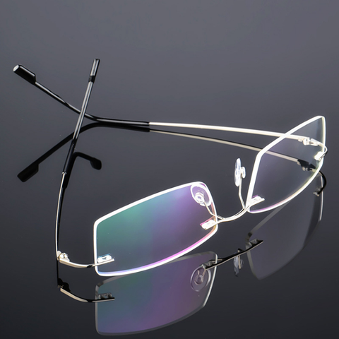 Gafas sin montura plegables con luz azul para hombre, lentes ópticas cuadradas de acero inoxidable, ligeras, con memoria de titanio ► Foto 1/4