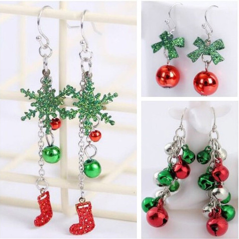 Pendientes de Navidad, adorno colgante de árbol de Navidad, copo de nieve, antílope, Santa Claus, botas, pendientes, accesorios de joyería ► Foto 1/6