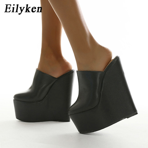 Eilyken-Sandalias de tacón superalto para mujer, zapatos de cuña con plataforma para discoteca europea y americana, zapatillas de verano ► Foto 1/6