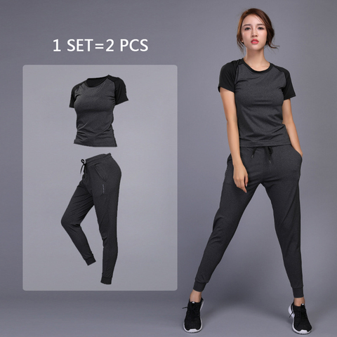 Nueva ropa deportiva de mujer, conjuntos de Yoga, ropa para trotar, entrenamiento en gimnasio, entrenamiento Fitness, Yoga, deportes, camisetas + Pantalones, ropa para correr, traje ► Foto 1/6