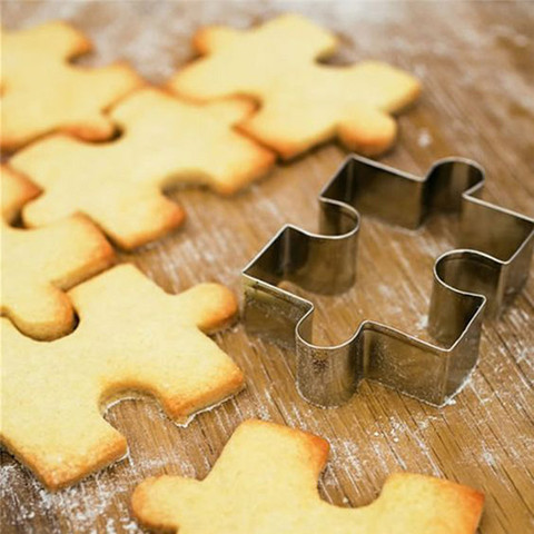 Cortador de galletas de acero inoxidable con forma de galleta de Navidad, Puzzle DIY, moldes para postres, molde de pastel para hornear, sello de galletas, Fondant, 1 ud. ► Foto 1/6