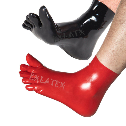 Medias de calcetín de látex para hombre y mujer, medias de lencería erótica Unisex, trajes de goma, accesorio fetiche 3D, calcetines cortos de pies, calcetines fetiche de látex ► Foto 1/4