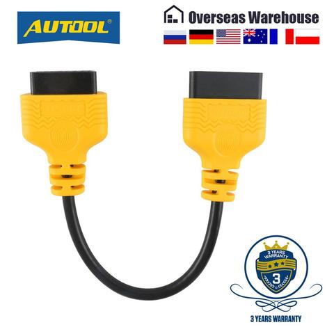 AUTOOL-Cable adaptador de diagnóstico OBD2 II ELM327, 30cm, OBD automático 2, conector extendido, escáner, extensión de Cable macho a hembra de 16 pines ► Foto 1/6