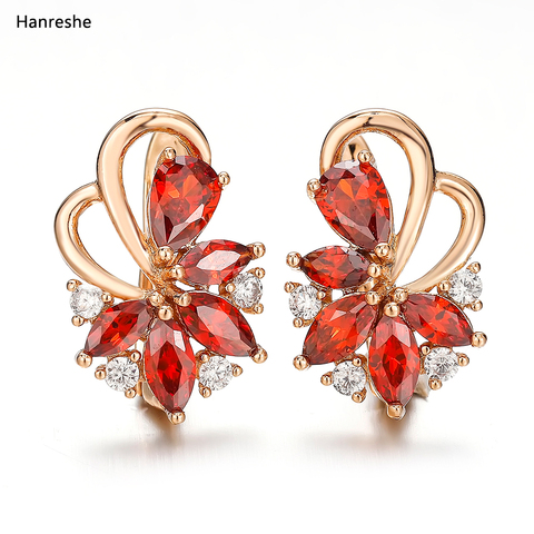 Hanreshe-pendientes de flor de circón Natural para mujer, joyería de alta calidad, regalo de cumpleaños y boda ► Foto 1/6