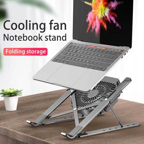 Soporte de portátil para MacBook Air Pro, soporte de portátil con ventilador de refrigeración, portátil plegable de aleación de aluminio para PC y Notebook ► Foto 1/6