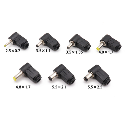 Adaptador de enchufe macho de corriente continua, 90 grados, macho, 5,5x2,1mm, 5,5x2,5mm, 4,8x1,7mm, 4,0x1,7mm, 3,5x1,35mm, 2,5x0,7mm, x mm ► Foto 1/6