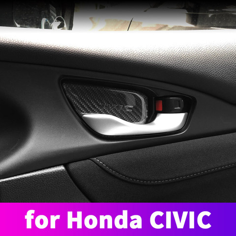 Parche de manija para puerta, accesorios de modificación Interior de fibra de carbono, para Honda Civic 10, 2017, 18, 2022, 2022 ► Foto 1/5