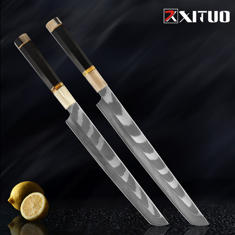 XITUO Japón Sakimaru cuchillo manija octogonal cuchillo de Chef AUS-10 de acero de Damasco cuchillo de salmón cocina profesión sashimi de pescado cuchillo ► Foto 1/6