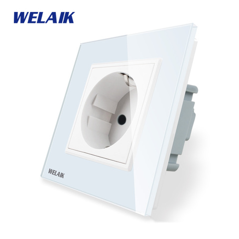 WELAIK-Toma de corriente de pared de seguridad con Panel de vidrio templado, toma de corriente de pared estándar europeo, AC250V 16A, A18EW ► Foto 1/5