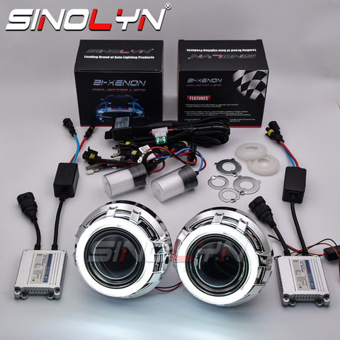 Sinolyn-faro LED para proyector de Ojos de Ángel, Kit completo de lente Bixenón 3,0, H4, H7, accesorios de automóviles, tuneado ► Foto 1/6