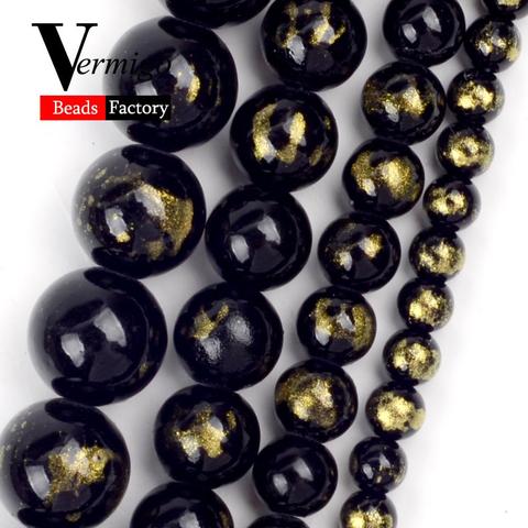 Cuentas redondas sueltas de lapislázuli Jades para fabricación de joyas, espaciador, accesorios para pulseras diy de 15 