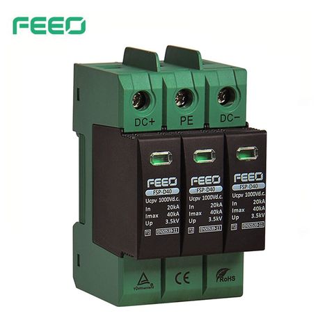 Dispositivo de protección contra sobretensiones SPD DC 3P 1000V 1500V 20KA ~ 40KA TUV & CE Din Rail, dispositivo de protección Solar para exteriores ► Foto 1/1