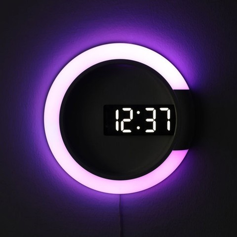 Reloj de pared LED 3D Digital Reloj de mesa alarma espejo pared hueca reloj de diseño moderno luz nocturna para el hogar decoraciones para el salón ► Foto 1/5