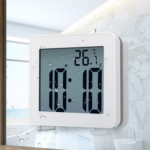 Reloj Digital con alarma para baño, cronógrafo con pantalla LCD Simple, resistente al agua, alarma de temperatura para baño, temporizador colgante, nuevo ► Foto 1/6