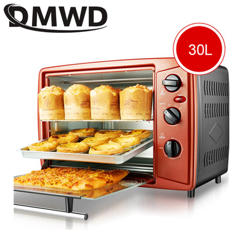 DMWD 30L eléctrico panadería horno multifunción Pizza rosquilla pastel galletas máquina de cocción de la parrilla de barbacoa de pan Toaste con temporizador ► Foto 1/3