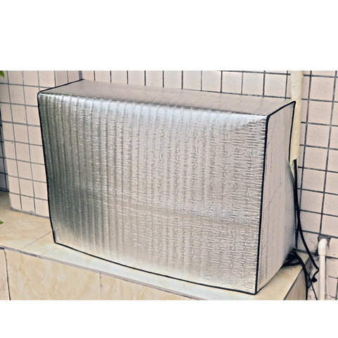 Cubierta de aire acondicionado con película de Metal y aluminio, protección solar para aire acondicionado en exteriores, color plateado, 1 unidad ► Foto 1/6