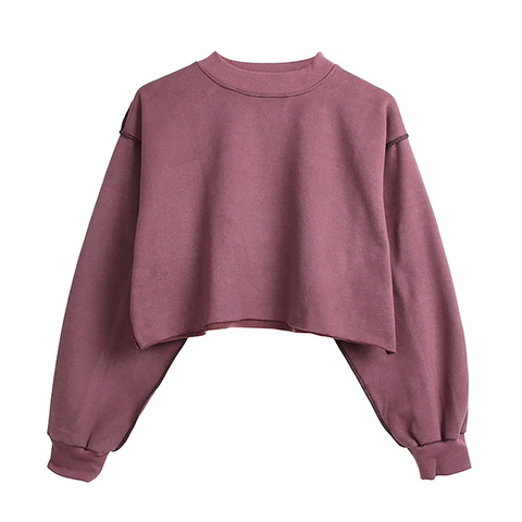 Sudadera gruesa con capucha para mujer, Top informal holgado de manga larga, ropa de calle de gran tamaño, Sudadera corta para niña de talla grande M30375 ► Foto 1/6