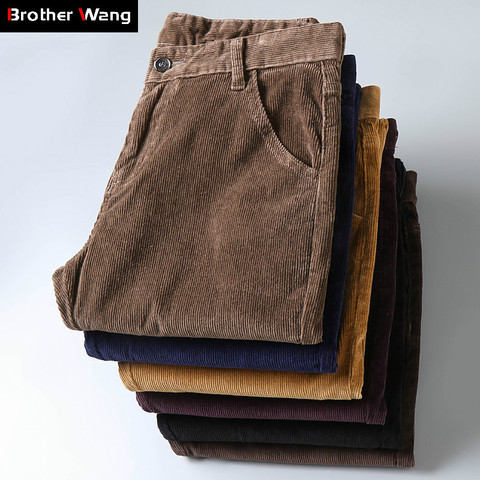 Pantalones informales de pana gruesos para hombre, colores