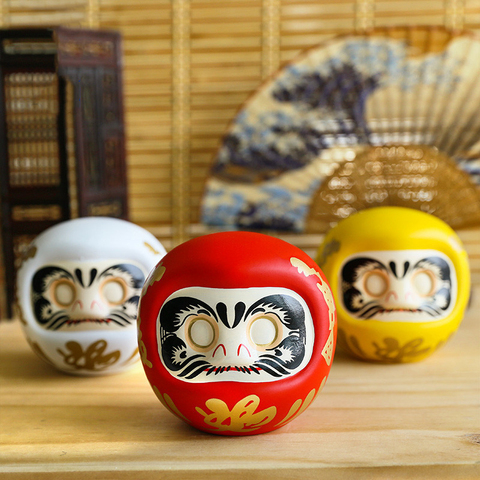 Daruma-Muñeca japonesa de cerámica de 4 pulgadas, gato de la suerte, adorno de fortuna, caja de dinero, mesa de oficina, Feng Shui, artesanía, decoración del hogar, regalos ► Foto 1/6