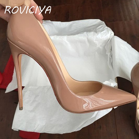 ROVICIYA-zapatos de tacón alto y puntiagudos para mujer, calzado de fiesta, boda, rojo, negro y amarillo, punta estrecha, nuevo, QP067 ► Foto 1/6