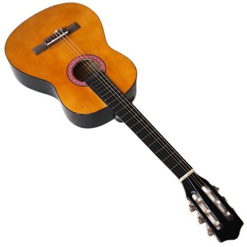 Guitarra Clásica de cuerpo completo de tilo de 34 y 36 pulgadas, diseño alto brillo, sin varilla de armazón, en stock ► Foto 1/4