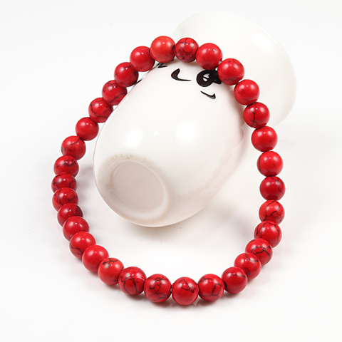 Pulsera con cuentas de oración de turquesas para hombre y mujer, piedra Natural roja, 6MM, 8MM, 10MM, Rosario, pulseras de meditación, joyería de Yoga ► Foto 1/6