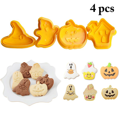 Moldes fantasma de Halloween cortador de galletas, molde de plástico para pasteles, formas del émbolo para decoración para galletas y pasteles, herramientas para hornear DIY, novedad ► Foto 1/6