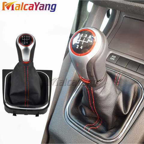 Perilla de palanca de cambios de coche, accesorios de polaina para VW Volkswagen Golf 5/6 MK5 / MK6 JETTA perilla de palanca de 5 y 6 velocidades ► Foto 1/6