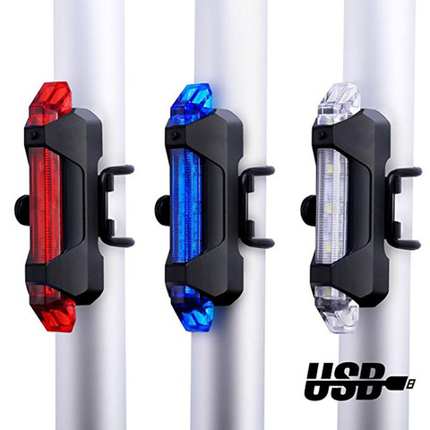 Luz de advertencia de seguridad trasera para bicicleta, lámpara superbrillante, portátil, de alta calidad, luz de bicicleta recargable con USB ► Foto 1/6