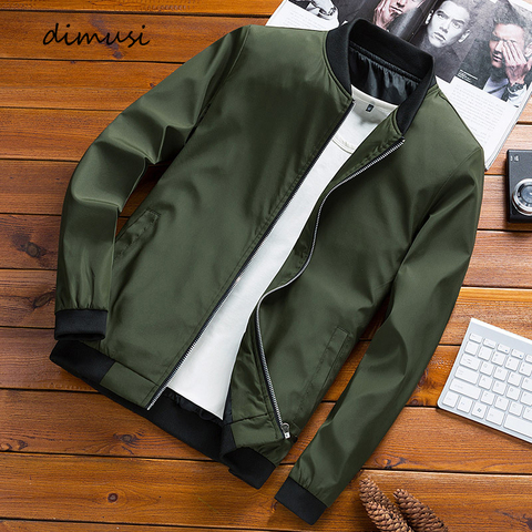 DIMUSI-Cazadora de primavera para hombre, prendas de vestir ajustadas, abrigos de Color liso, moda urbana, chaquetas de béisbol ► Foto 1/6