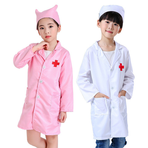 Uniformes de enfermería para niños, traje de juego de rol para niña, niño, enfermera, Doctor, abrigo cruzado, Cosplay para niños, fiesta, trajes ► Foto 1/6