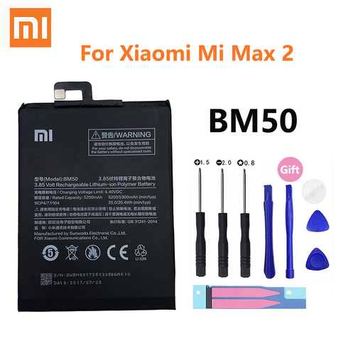 Xiaomi-batería original mi BM50 de 100% mAh para móvil, baterías de reemplazo de teléfono de alta calidad, para Xiaomi Max 2, Max2, MiMax2, 5200 ► Foto 1/4