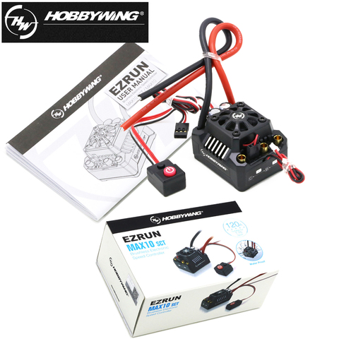 Hobbywing-controlador de velocidad sin escobillas EZRUN Max10 120A 2-4S, resistente al agua, 6V/7,4 V BEC, Salida para 1:10 RC, coche, camión, monstruo SCTs ► Foto 1/6